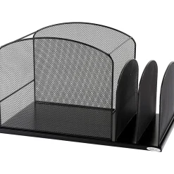 Safco® Onyx Mesh Hanging File Desk Organizer With 2 Upright Sections, 11 1/2"H x 19 1/4"W x 11 1/2"D, Black