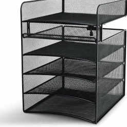 Safco® Onyx™ Mesh Hanging Organizer, 5-Section Horizontal, Black