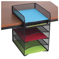 Safco® Onyx™ Mesh Hanging Organizer, 5-Section Horizontal, Black