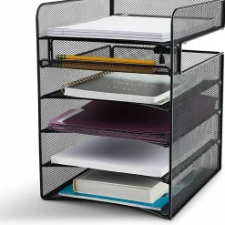 Safco® Onyx™ Mesh Hanging Organizer, 5-Section Horizontal, Black