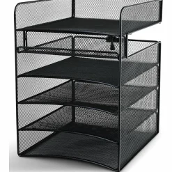 Safco® Onyx™ Mesh Hanging Organizer, 5-Section Horizontal, Black
