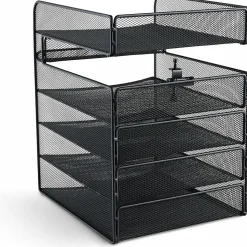 Safco® Onyx™ Mesh Hanging Organizer, 5-Section Horizontal, Black