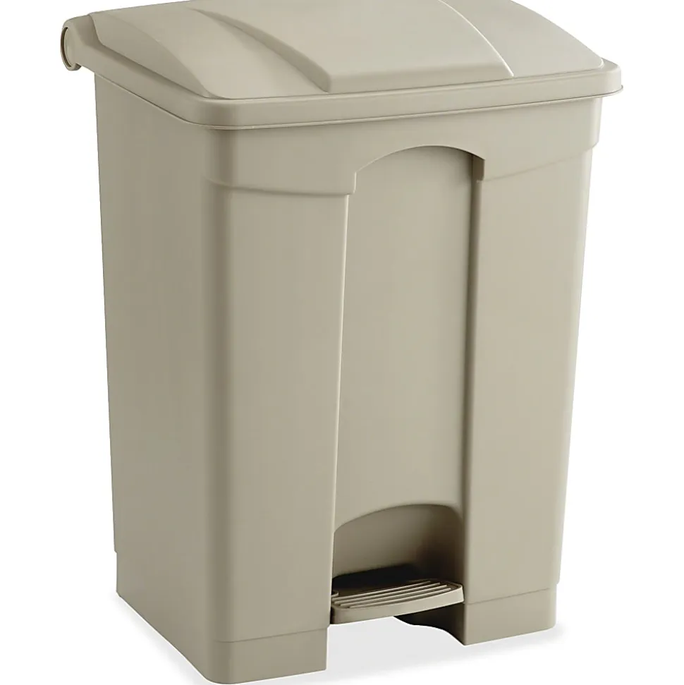 Safco Plastic 17 Gallon Step-on Wastebasket, Tan