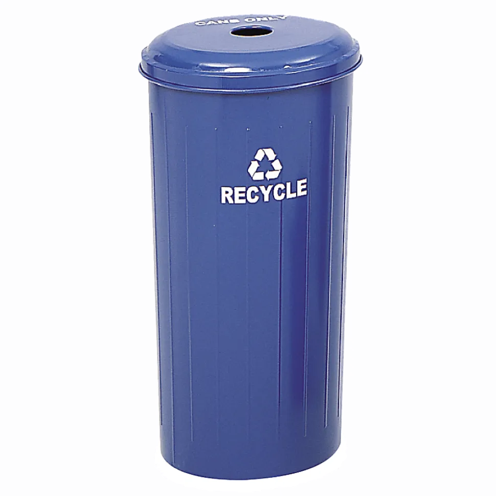 Safco® Round Recycling Receptacle With Lid, 20 Gallons, Blue