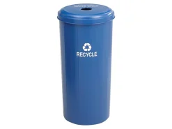 Safco® Round Recycling Receptacle With Lid, 20 Gallons, Blue