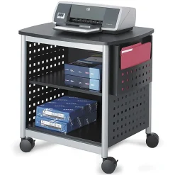 Safco® Scoot Desk-Side Printer Stand, 26-1/2"H x 26-1/2"W x 20-1/2"D, Black/Silver