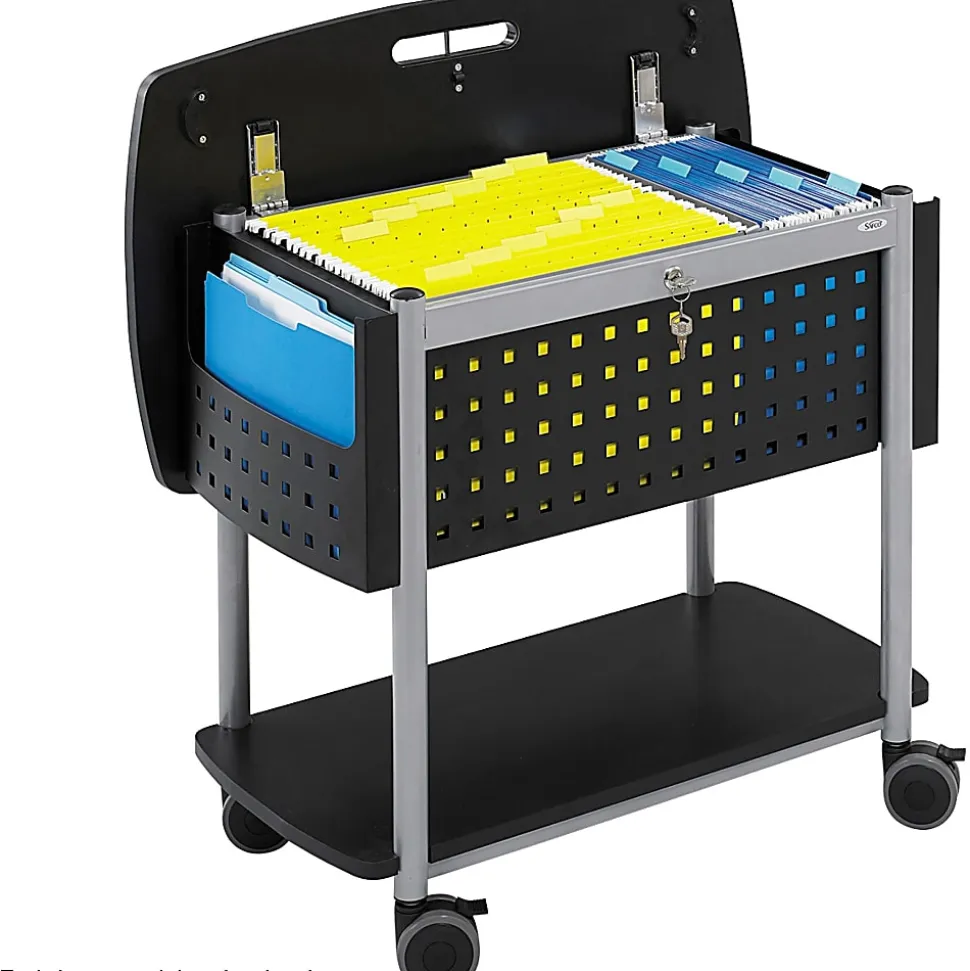 Safco® Scoot™ Mobile File With Work Surface, 27"H x 29 3/4"W x 18 3/4"D, Black/Silver