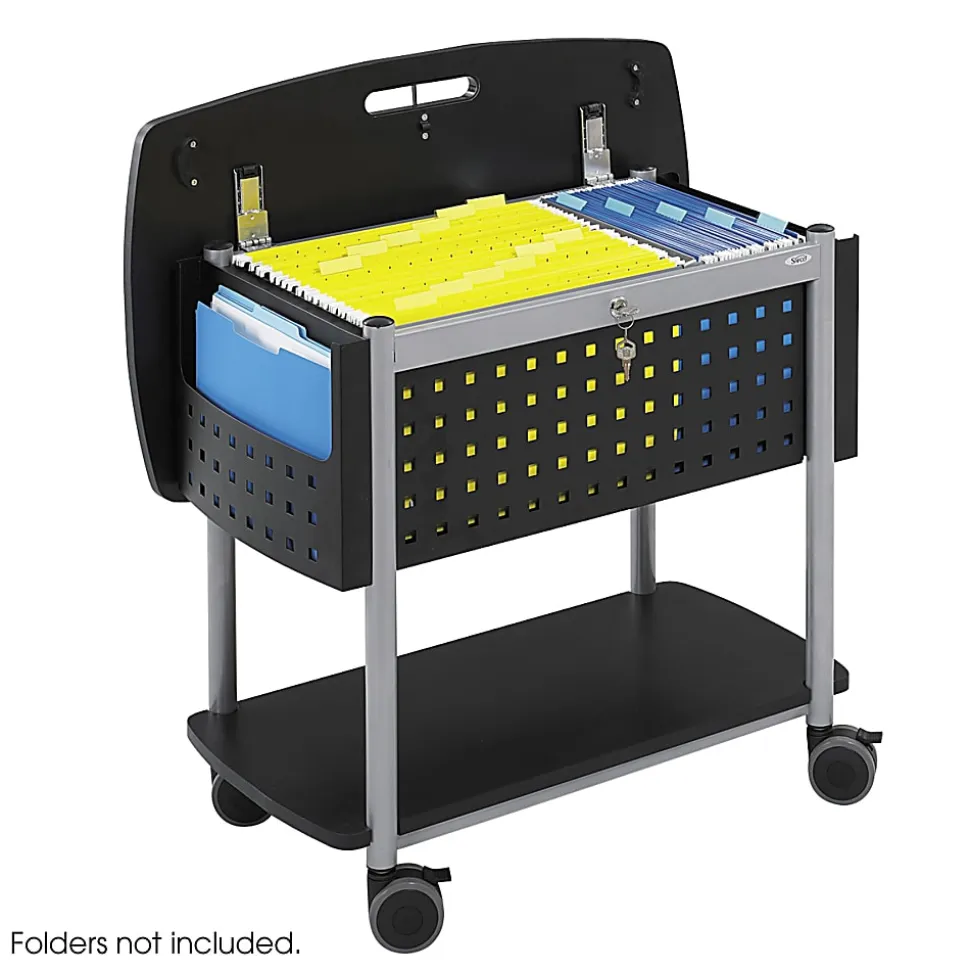 Safco® Scoot™ Mobile File With Work Surface, 27"H x 29 3/4"W x 18 3/4"D, Black/Silver