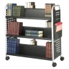 Safco® Scoot™ Steel Book Cart, 6 Double-Sided Shelves, 41 1/2"H x 41 1/4"W x 17 1/4"D, Black