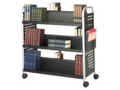 Safco® Scoot™ Steel Book Cart, 6 Double-Sided Shelves, 41 1/2"H x 41 1/4"W x 17 1/4"D, Black