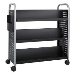 Safco® Scoot™ Steel Book Cart, 6 Double-Sided Shelves, 41 1/2"H x 41 1/4"W x 17 1/4"D, Black