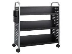 Safco® Scoot™ Steel Book Cart, 6 Double-Sided Shelves, 41 1/2