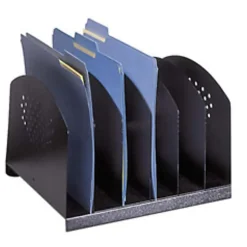 Safco Steel Desk Racks - 6 Compartment(s) - Compartment Size : 2" - 8" x 12.12"x 11.12" Depth - Desktop - Powder Coated - Black - Steel - 1 Each