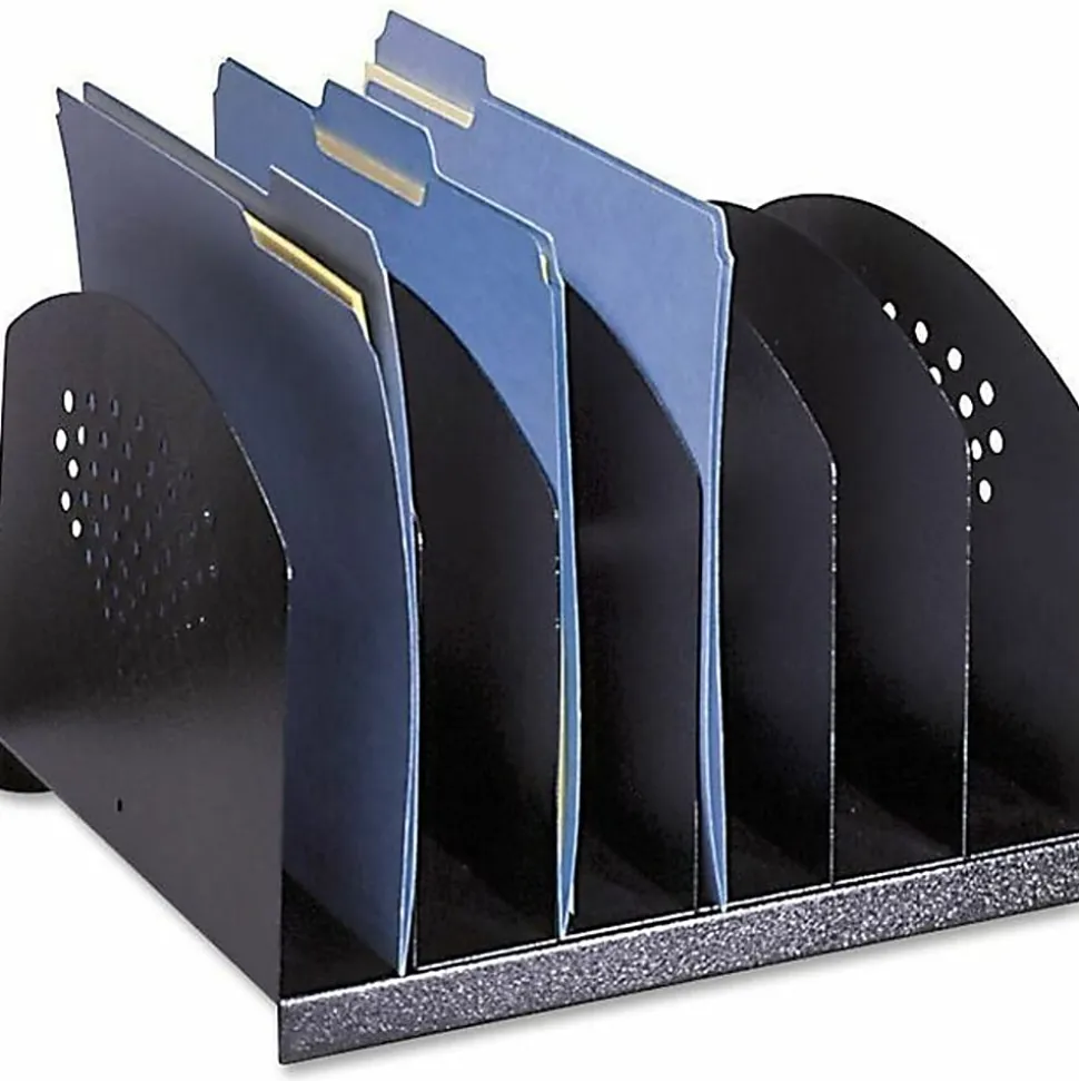 Safco Steel Desk Racks - 6 Compartment(s) - Compartment Size : 2" - 8" x 12.12"x 11.12" Depth - Desktop - Powder Coated - Black - Steel - 1 Each