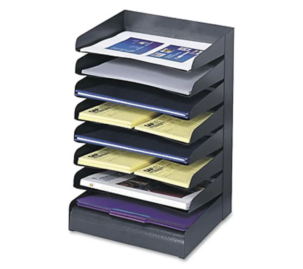 Safco® Steel Desk Tray Sorter, 8 Shelf, 17 3/4"H x 12"W x 9 1/2"D, Black