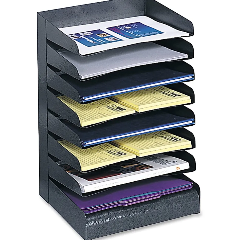 Safco® Steel Desk Tray Sorter, 8 Shelf, 17 3/4"H x 12"W x 9 1/2"D, Black