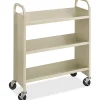Safco Steel 3-Shelf Single-Sided Book Carts - 3 Shelf - 2.50" Caster Size - Steel - 36" Width x 14.50" Depth x 43.50" Height - Sand - 1 Each
