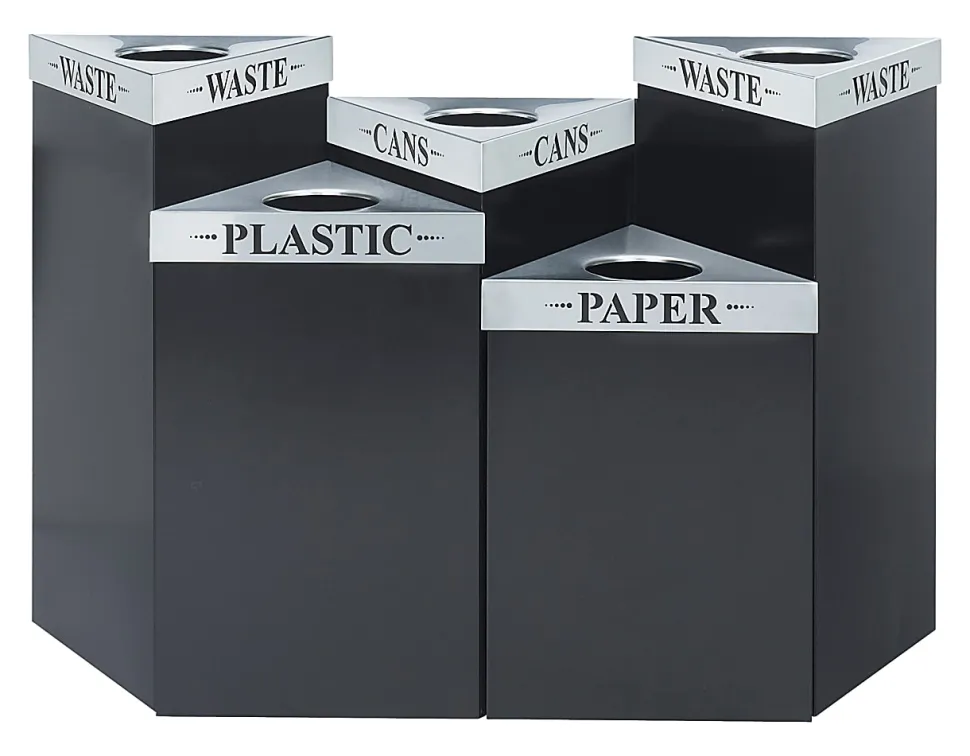 Safco® Trifecta Steel Receptacle Base, 15 Gallons, 26" x 19 1/2" x 19 1/2", Black