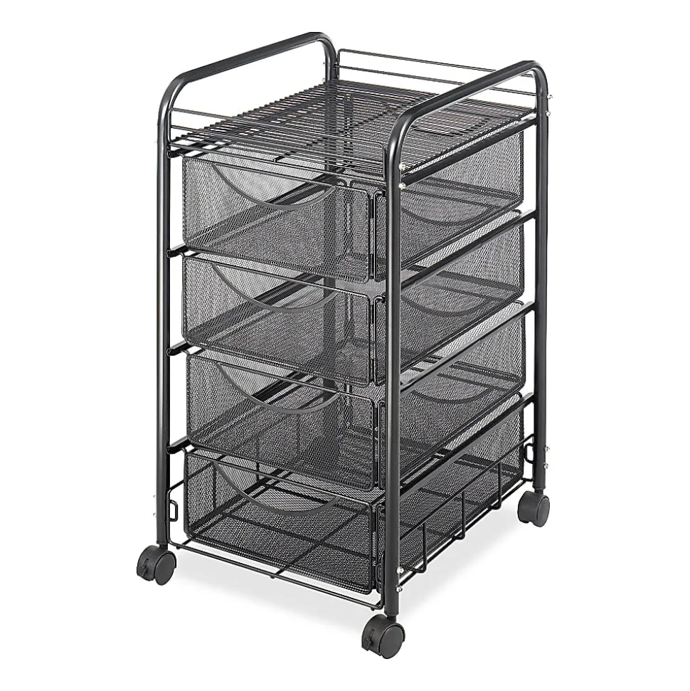 Safco Tubular Steel Frame Mobile File Cart, 27"H x 15 3/4"W x 17"D, Black