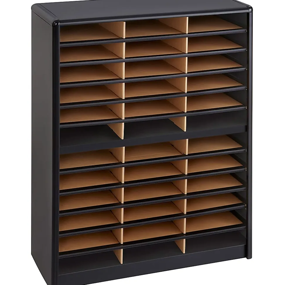 Safco® Value Sorter® Steel Corrugated Literature Organizer, 36 Compartments, Black