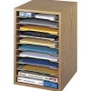Safco® Vertical Desk Top Sorter, 11 Compartment, 16" H x 10¾" W x 12" D, Gray
