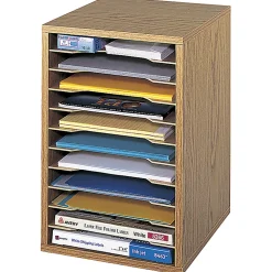 Safco® Vertical Desk Top Sorter, 11 Compartment, 16" H x 10¾" W x 12" D, Gray