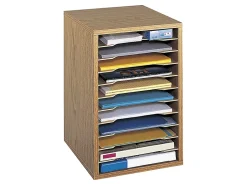 Safco® Vertical Desk Top Sorter, 11 Compartment, 16" H x 10¾" W x 12" D, Gray