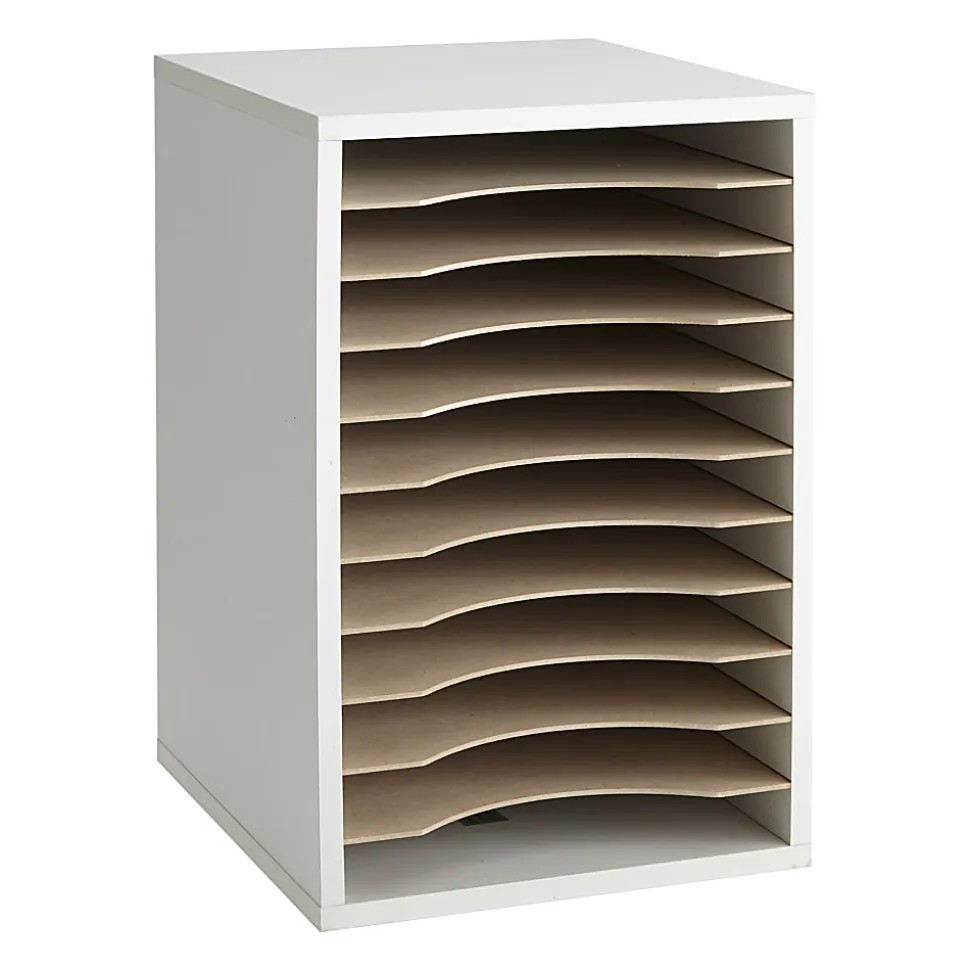 Safco® Vertical Desk Top Sorter, 11 Compartment, 16" H x 10¾" W x 12" D, Gray