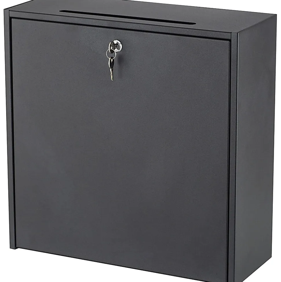 Safco® Wall-mounted Inter-department Locking Mailbox, 12" x 7 3/4" x 18", Black