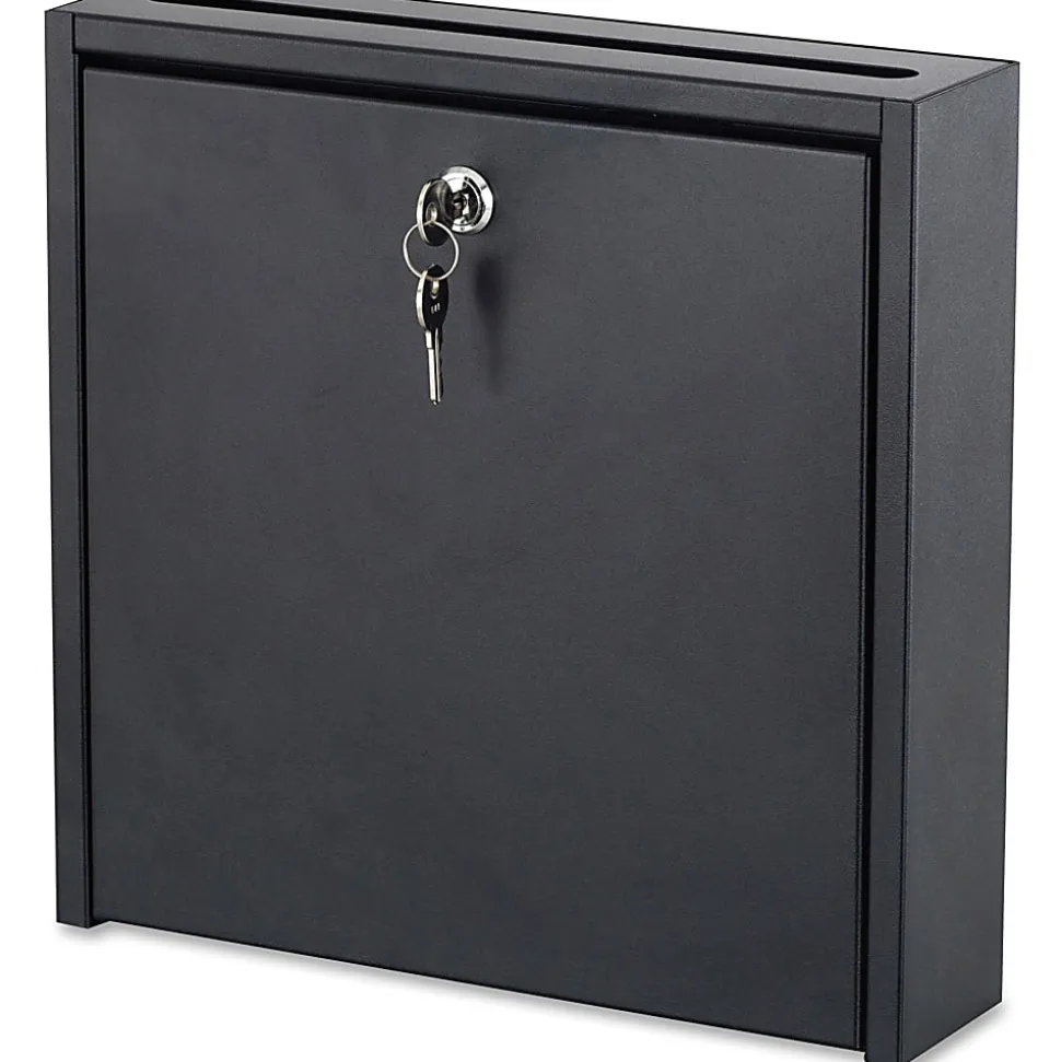 Safco® Wall-Mounted Inter-department Steel Mailbox With Lock, 12" x 12", Black