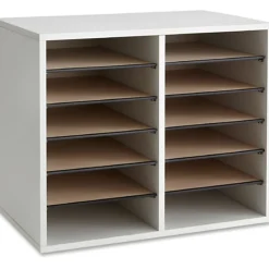 Safco® Wood Adjustable 12-Compartment Literature Organizer, 16"H x 19 1/2"W x 12"D, Gray