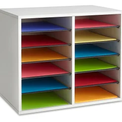Safco® Wood Adjustable 12-Compartment Literature Organizer, 16