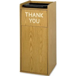 Safco® Wood Tray Top Receptacle, 36 Gallons, Oak