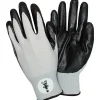 Safety Zone Black/Gray Coated Knit Gloves - Nitrile Coating - Medium Size - Black, Gray - Knitted - For Industrial