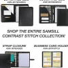 Samsill Contrast Stitch Bonded Leather Ring Binder, 1" Ring, 8 1/2" x 11", Black