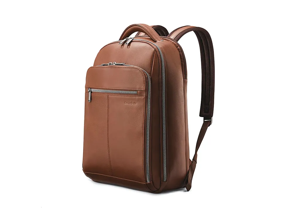 Samsonite Classic Leather - Notebook carrying backpack - 15.6" - cognac