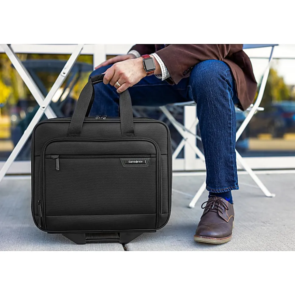 Samsonite® Classic 2-Wheeled Polyester Business Case With 15.6" Laptop Pocket, 9-1/16"H x 16-9/16"W x 13-3/8"D, Black
