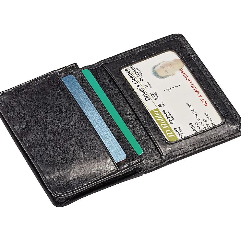 Samsonite® Leather Business Card Holder, 4 1/16" x 3" x 1/2", Black