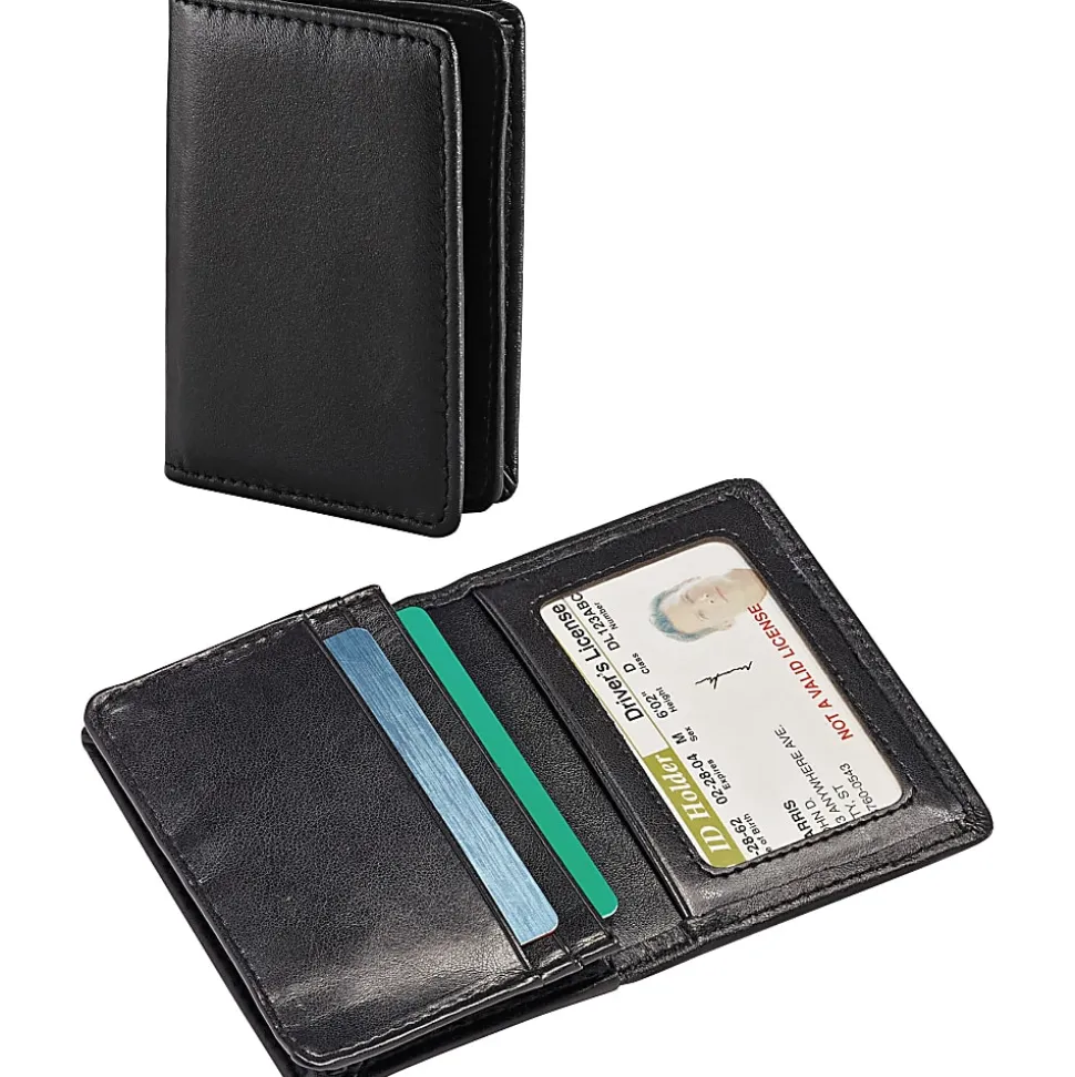 Samsonite® Leather Business Card Holder, 4 1/16" x 3" x 1/2", Black