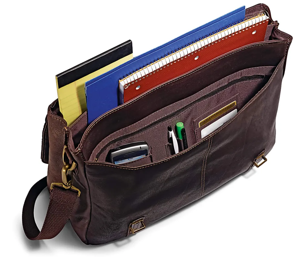 Samsonite® Leather Portfolio, 12" x 16.5" x 5", Brown