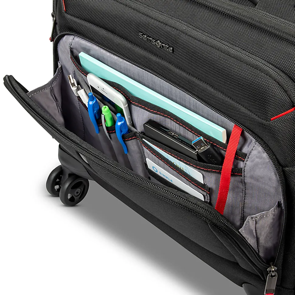 Samsonite® Xenon 4.0 Spinner Nylon Rolling Mobile Office With 15.6" Laptop Pocket And Tablet Pocket, 15-3/8"H x 15-3/4"W x 7-1/8"D, Black