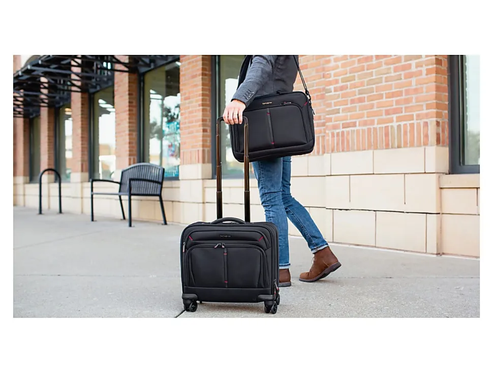 Samsonite® Xenon 4.0 Spinner Nylon Rolling Mobile Office With 15.6" Laptop Pocket And Tablet Pocket, 15-3/8"H x 15-3/4"W x 7-1/8"D, Black