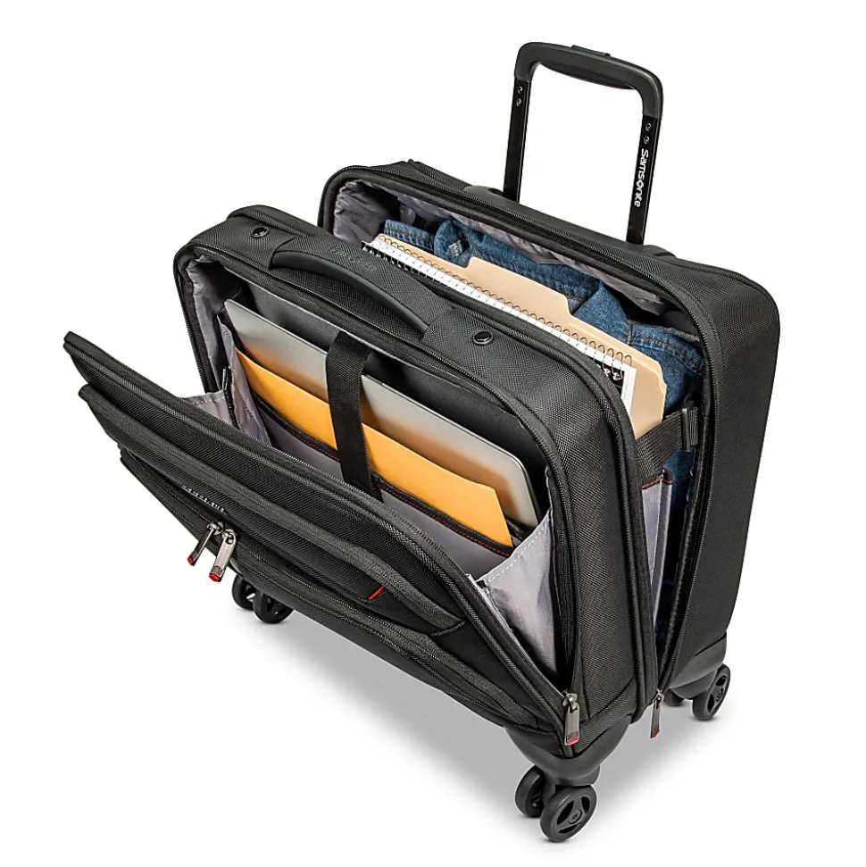 Samsonite® Xenon 4.0 Spinner Nylon Rolling Mobile Office With 15.6" Laptop Pocket And Tablet Pocket, 15-3/8"H x 15-3/4"W x 7-1/8"D, Black