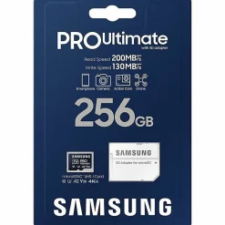 Samsung PRO Ultimate 256 GB Class 10/UHS-I (U3) V30 microSDXC - 1 - 200 MB/s Read - 130 MB/s Write - 10 Year Warranty