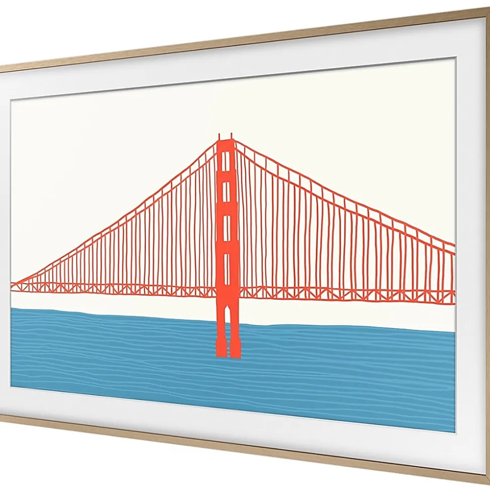 Samsung (2021) 50" The Frame Customizable Bezel - Modern Teak - 44.39" x 25.60" Frame Size - Rectangle - Landscape - Magnetic - Teak