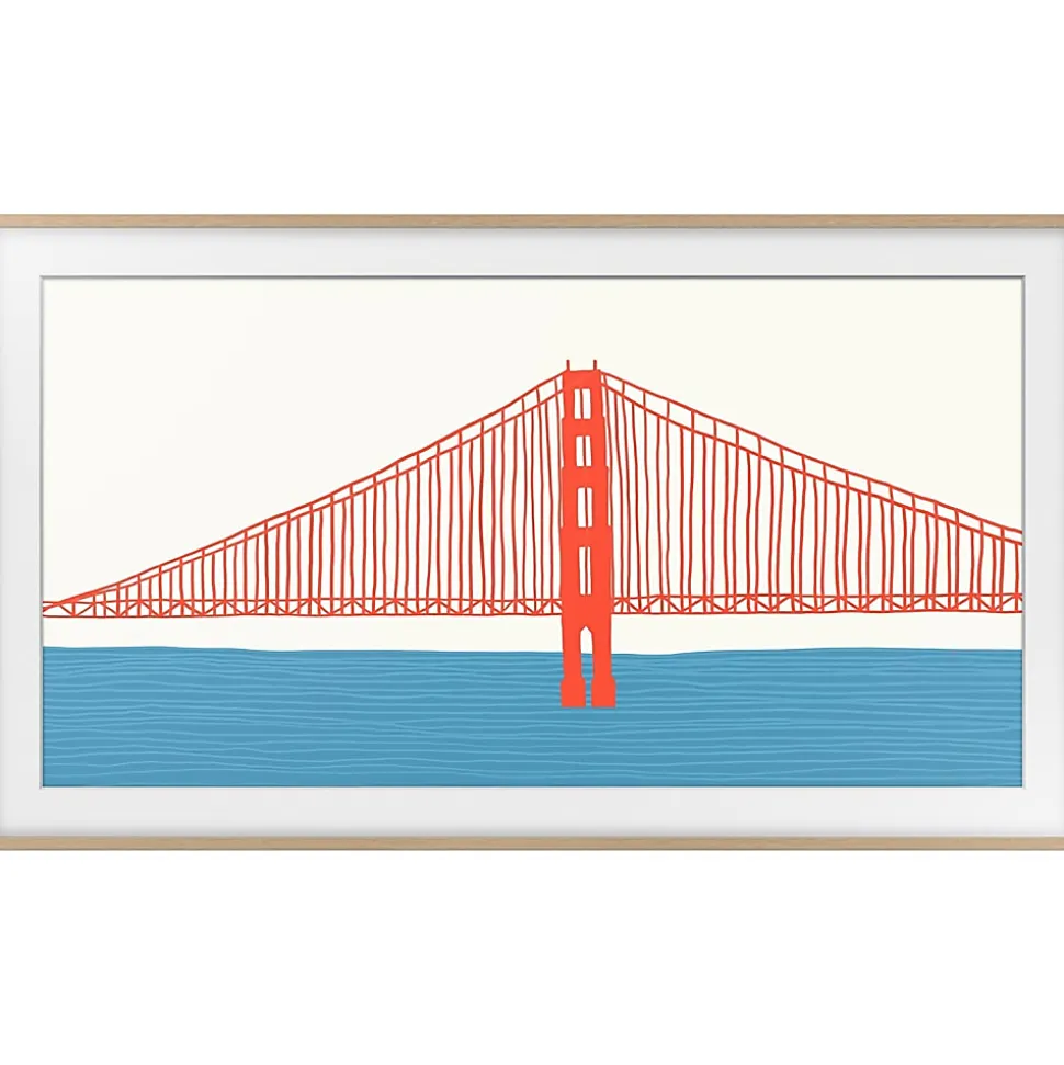 Samsung (2021) 50" The Frame Customizable Bezel - Modern Teak - 44.39" x 25.60" Frame Size - Rectangle - Landscape - Magnetic - Teak