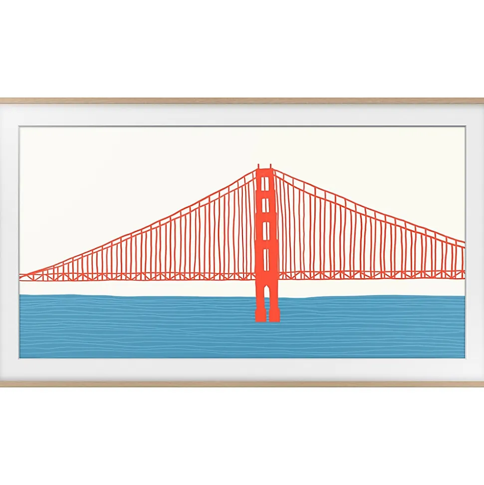 Samsung (2021) 55" The Frame Customizable Bezel - Modern Teak - 48.86" x 28.12" Frame Size - Rectangle - Landscape - Magnetic - Teak
