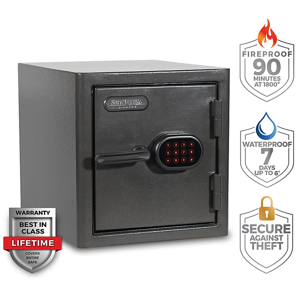 Sanctuary Diamond Digital Home/Office Safe, 1.32 Cu. Ft., Dark Grey Hammertone