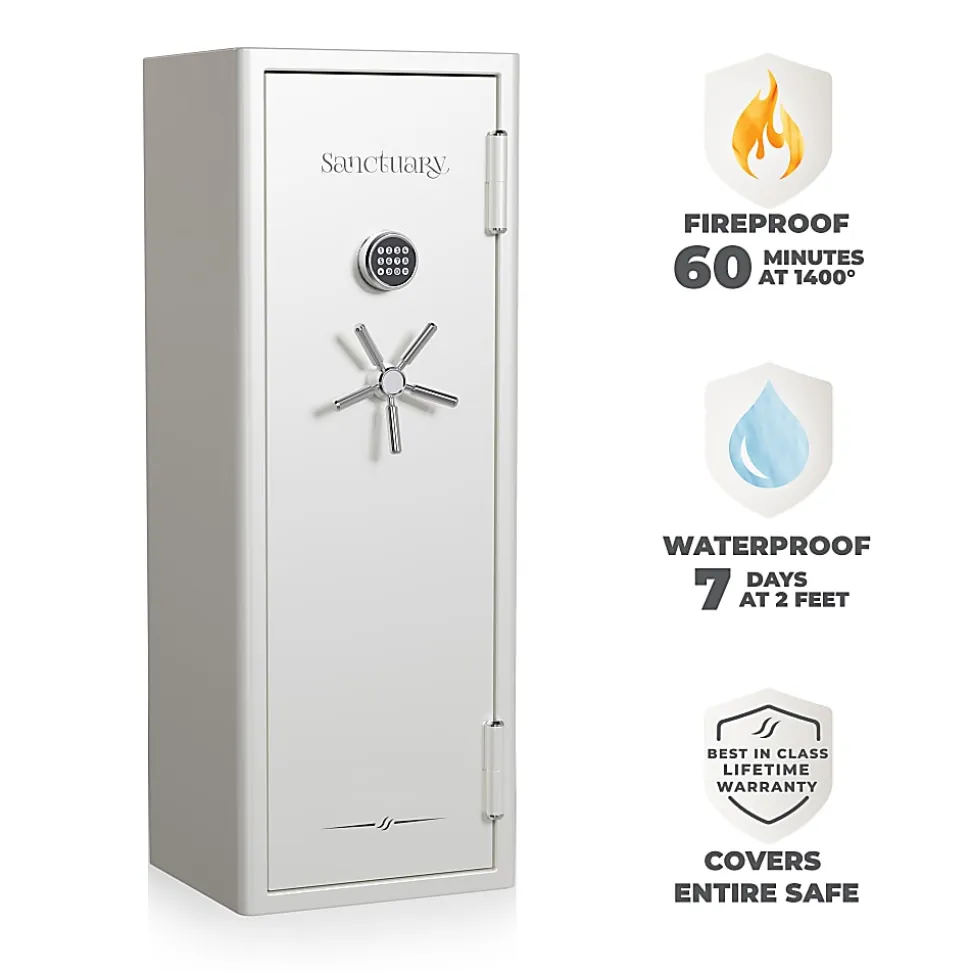 Sanctuary Executive Fire And Waterproof Home And Office Safe With Electronic Lock, 6.41 Cu. Ft. Capacity, White Pearl Metallic