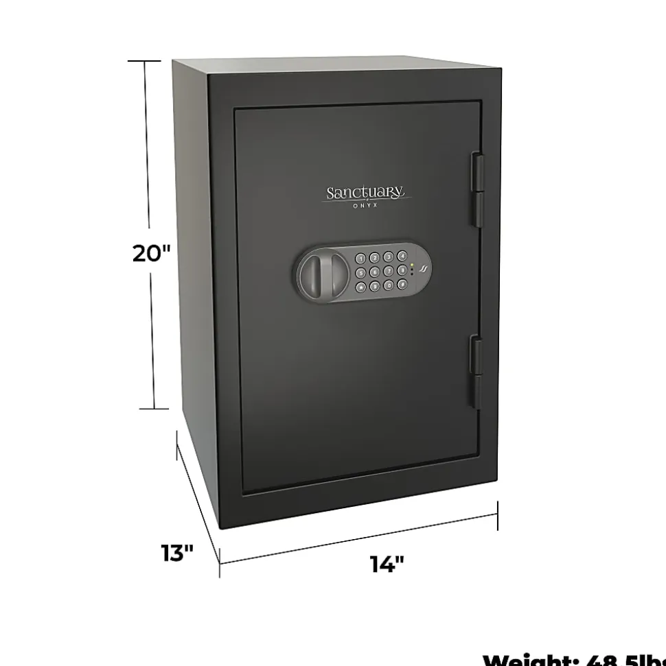 Sanctuary Onyx Fireproof Home And Office Safe With Electronic Lock, 1.34 Cu. Ft. Capacity, Matte Black